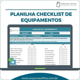 Planilha Checklist de Equipamentos em Excel mostrando itens a serem verificados